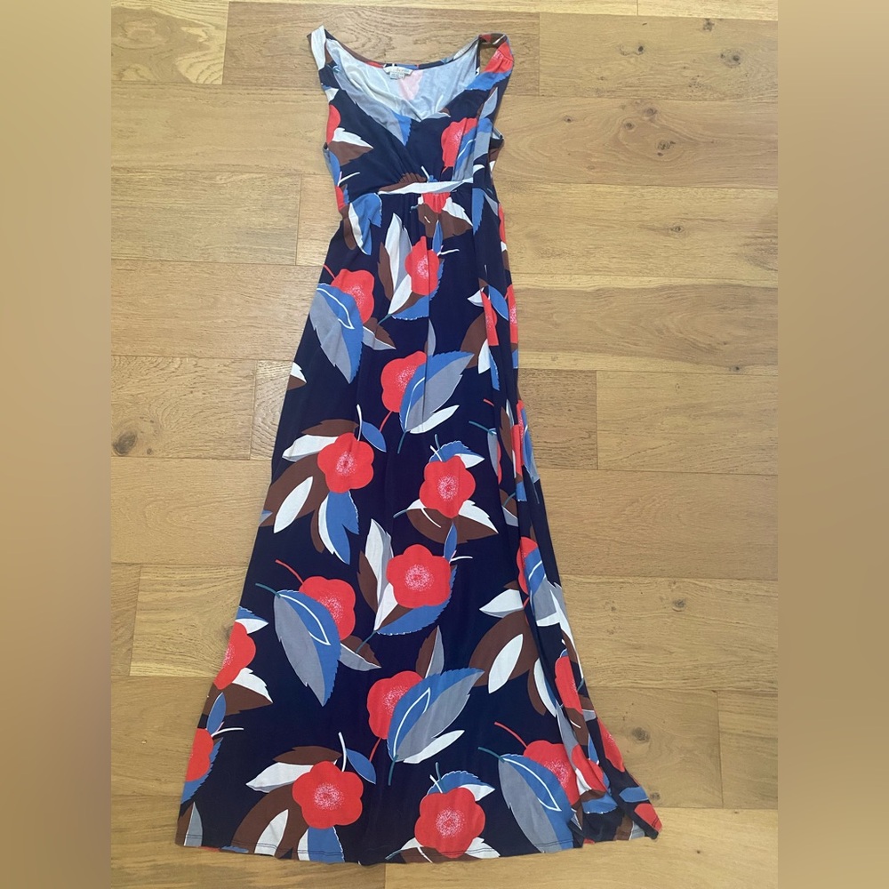 Boden Red and Blue Floral Maxi Dress size US 10 long (tall) GUC